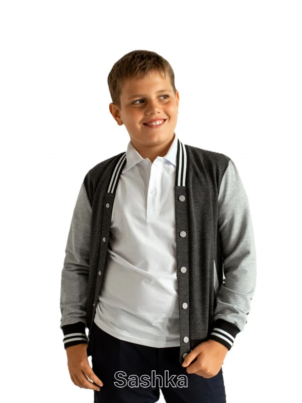 Бомбер для хлопчика Sashka шкільний темно-сірий, розмір 116-182